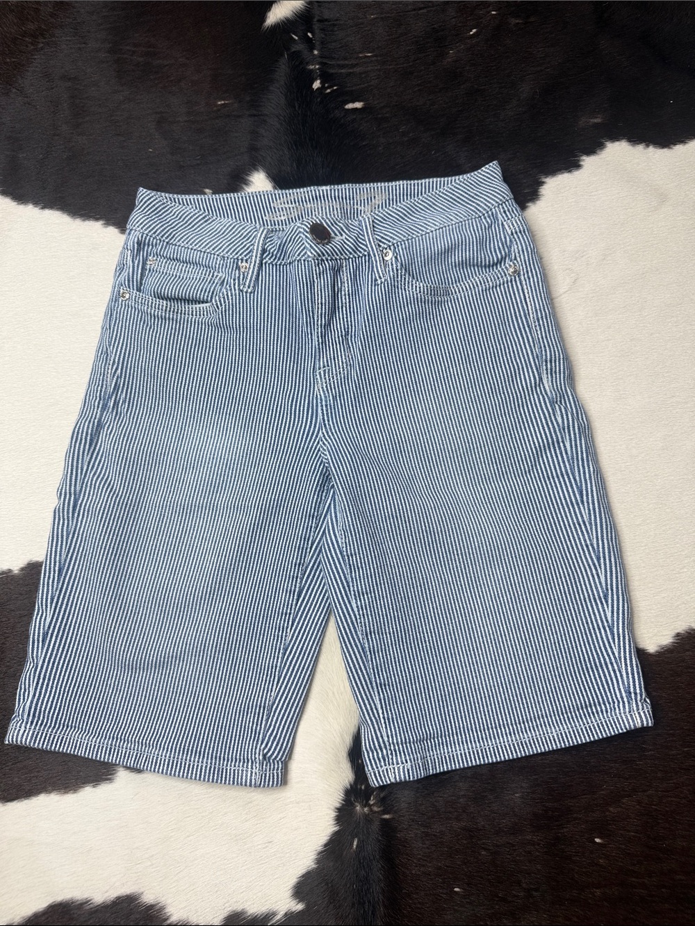 Seven7 Blue & White Pinstripe Bermuda Shorts